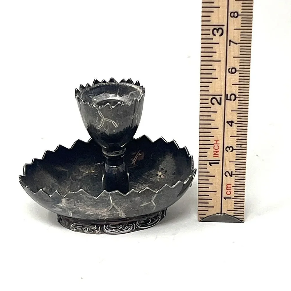 Antique Wilcox Silver Plate Miniature Candle Holder Bowl ‎ Vintage Silver Decor
